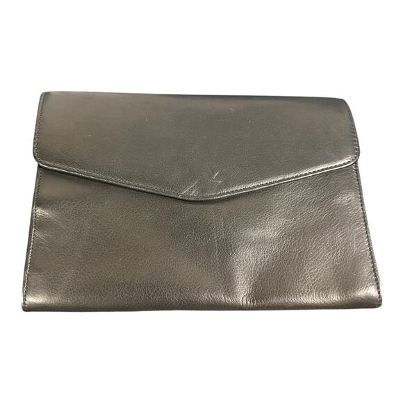 Canyon Outback Black Leather Envelope Clutch Bag Foldover Slim Purse wallet - Picture 1 of 11